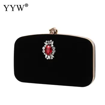 

Black Suede Evening Party Clutch Bag For Women Party Elegant Rhinestone Wedding Ponch Purse Handbag 2020 Diamond Green Clutches