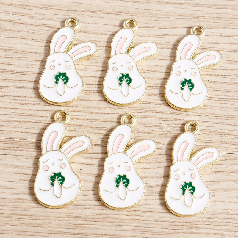 Mixed Enamel Colorful Rabbit Carrot Pendant Charms DIY Findings Crafts 10PCS 