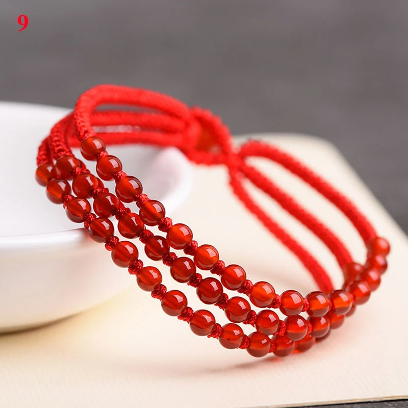 Natural Red Gems Charm Bracelets Ethnic Bracelet Temperament Red String Bracelet Handmade Braiding Adjustable Beaded bracelet jewelry