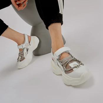 

DORATASIA New Women High Quality Genuine Leather Shoes Casual Flat Sneakers Women Breathable Summer Sneakers