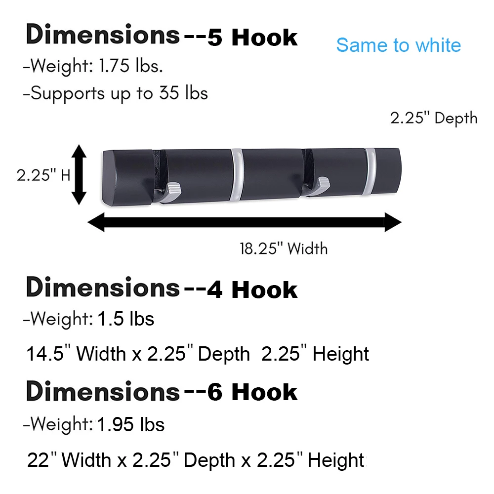 Wall mounted hook rack Wall Mounted 4 5 6 Folding Hooks Rack Folding Coat and Hat Rack Hooks-Towel Cap Leash Backpack Holder