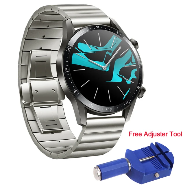 Watch Band for Huawei watch GT2 46MM smart watch Strap For GT 42mm stainless steel butterfly buckle Loop 22mm replacement strap Silver