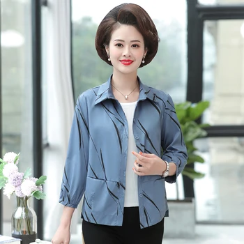 

Fashion Casual Shirt Women Clothes 2020 New Loose 3/4 Sleeve Blue Blouse Elegant OL Office Ladies Work Wear Plus Size 4XL Tops