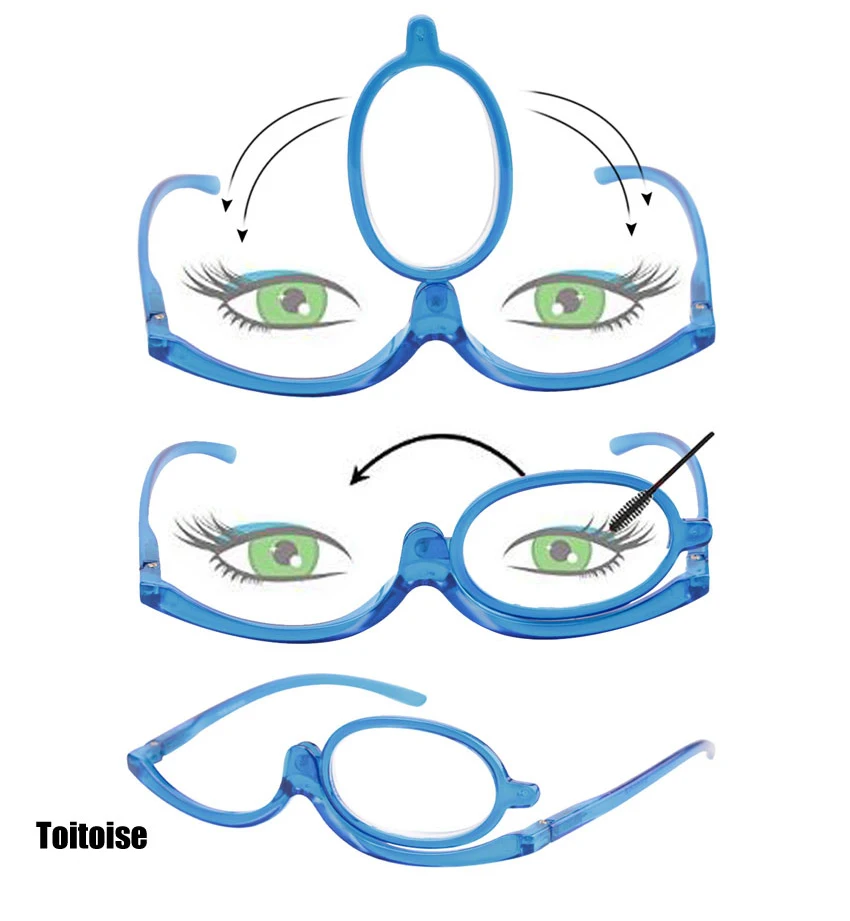 SOOLALA, 2 шт., 180 градусов, вращающийся макияж, очки для чтения, женские, косметические, складные, увеличительное, флип, очки для макияжа