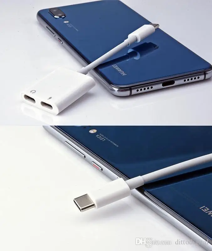 2 in 1 USB C Adapter Audio and Charger Splitter 3A Fast charging and DAC HIFI music 1 Type C Male to 2 Type-C female port for Pixel HuaWei