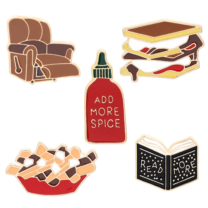 New Enamel pins Book pineapple spice bottle &quotREAD MORE ADD SPICE EAR YOUR FRUIT" badges funny jewelry | Украшения и