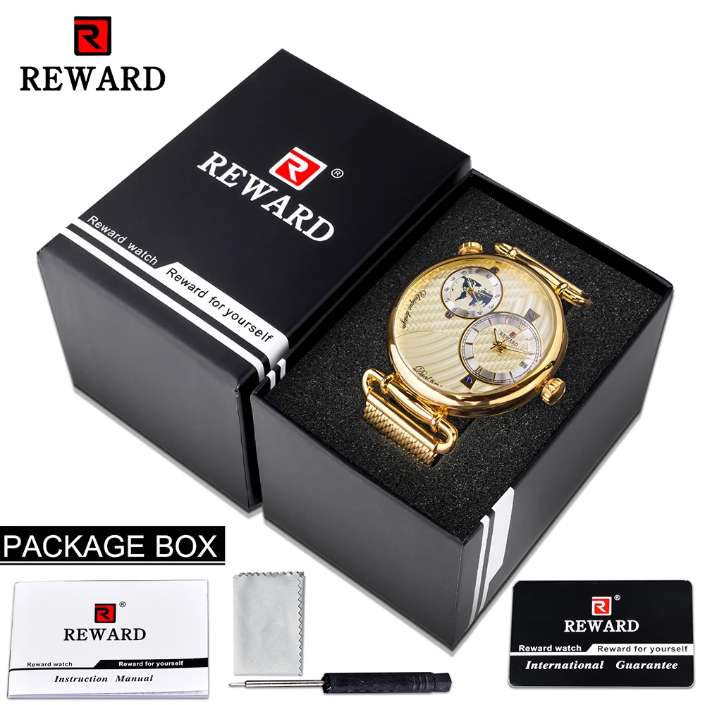 Men Watches 2020 Luxury Top Brand REWARD Gold Watch for Business Quartz Waterproof Wristwatch with Gift Box Montre Homme