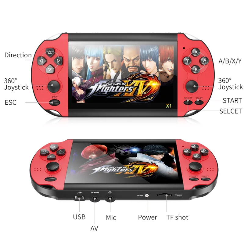 게임 휴대용 레트로 콘솔 비디오 게임, 32 64/128 비트 LCD X1 더블 로커 8G MP5 TF 카드 지원, GBA NES FC MD NEO GEO SFC SMC