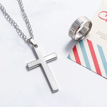 

Classic Cross Design Necklaces Pendant Christian Jesus Religion Silver Color Gold Black Chain Link Necklace 2019 Women's Jewelry
