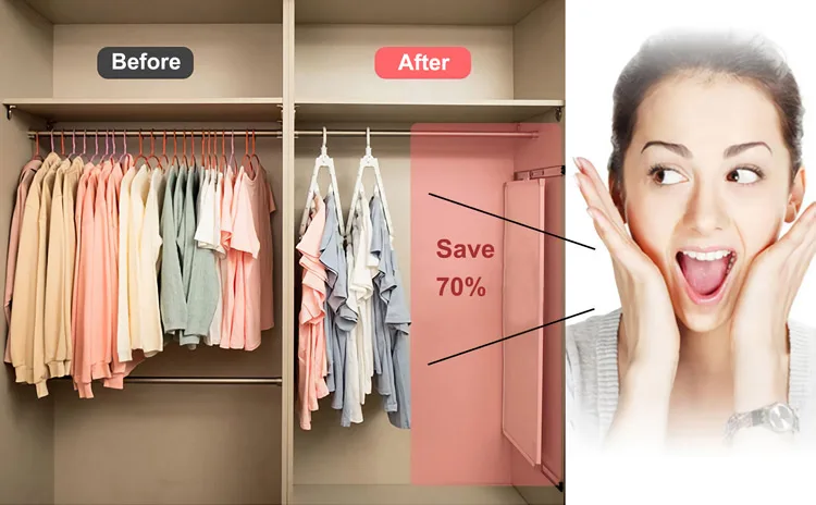 Rotate Anti-Skid Folding Hanger Plastic Drying Rack Magic Clothes Hangers Space Savers Organizer Multi Functional Adult White  (23)