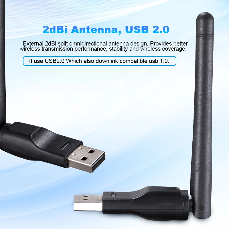 lan to mobile adapter USB WiFi Adapter 150Mbps RTL8188EUS Wireless Network Card Antenna 2dBi Wifi Receiver for PC Desktop Laptop TV Box Drop Shipping wifi usb