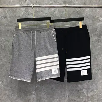 

2020 Fashion TB THOM Brand Casual Shorts Men Women Summer Cotton Sports Trousers Keen Length Striped Tasse Jogger Track Pants