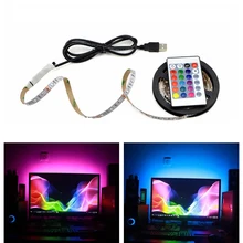 5 в RGB Светодиодная лента светильник 2835 SMD DIY светодиодный ТВ ПОДСВЕТКА USB кабель DC мощность 5 м 4 м 3 м 2 м 1 мpc лампа лента Диодная лента кухонная Светодиодная лампа