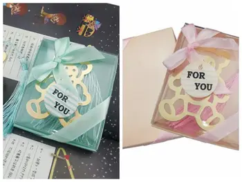 

Cute Baby Birthday gifts for guests of Bear design bookmark favors for Baby showers Party favors and baby souvenirs 40Pcs/lot