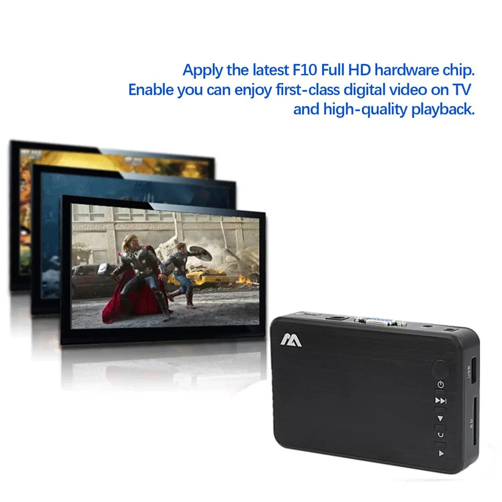 Мини Портативный Full HD 1920x1080 HDMI VGA AV USB жесткий диск U дисковый проигрыватель мультимедийный плеер H7 для дома автомобиля офиса