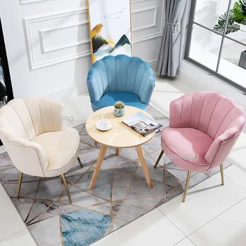 

American Style Shell Chair Light Luxury Fabric Single Sofa Living Room Balcony Bedroom Small Flat Simple Modern Leisure Chair