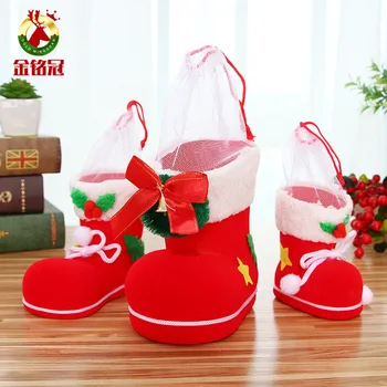 

christmas decorations for home organza gift bag Christmas socks boots christmas presents package candy bag navidad bolsas sacola