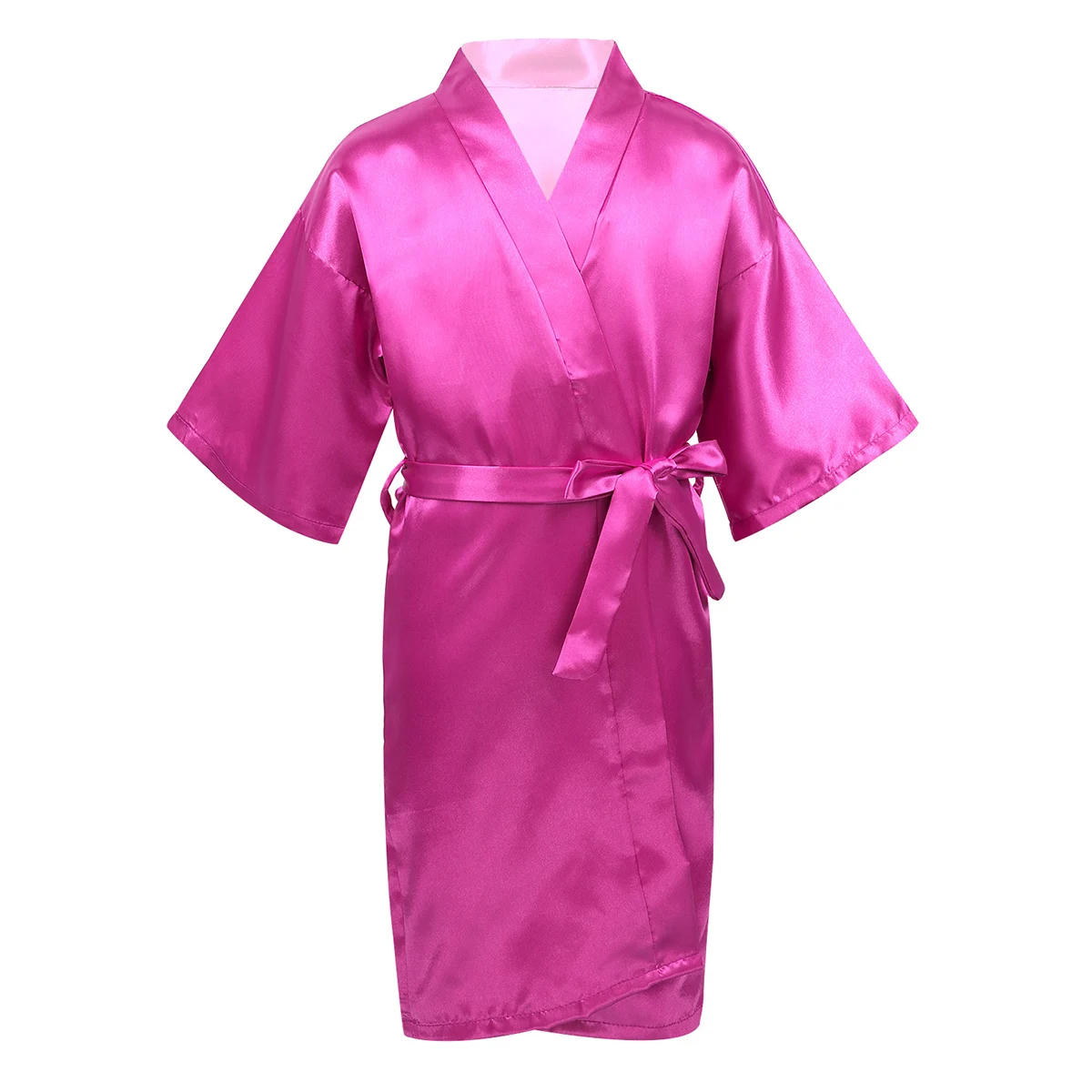Spring Kids Bathrobe Solid Color Japanese Kimono Fashion Spa Birthday Satin Bathrobe for Boys Girls Robe Nightgown Sleepwear