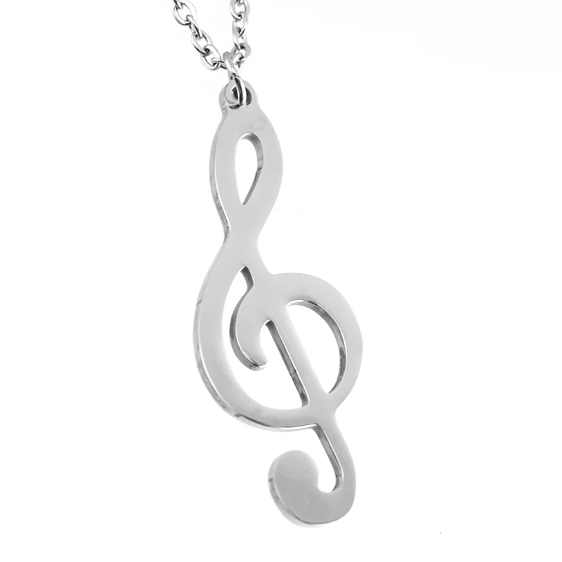 50pcs Treble clef musical note Pendant charms DIY tags high polish stainless steel Metal Necklace for men women wholesale price | Украшения