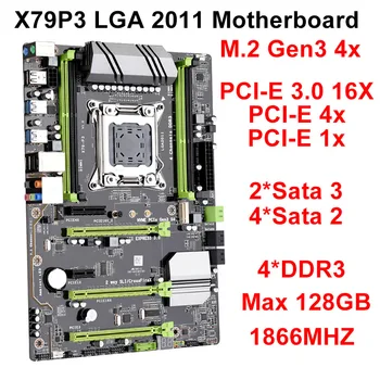 

X79P3 Motherboard Socket LGA 2011 quad Channel 2 x SATA3 4 x SATA2 Support 4*DDR3 ECC REG 128GB M.2 PCI-E 3.0 NVME