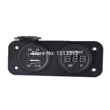 DIY водонепроницаемая розетка для автомобильного прикуривателя мотоцикла 3.1A Адаптер зарядного устройства с двойным USB со светодиодный 6-33V Вольтметр розетка(12-24 V