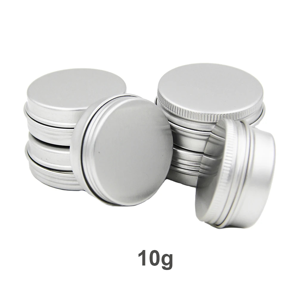 

50pcs/Lot 10G Aluminum Tin Jars Small Lip Balm Metal Container With Screw Thread Lid Candle Tea Cans Box Cosmetic Sample Package