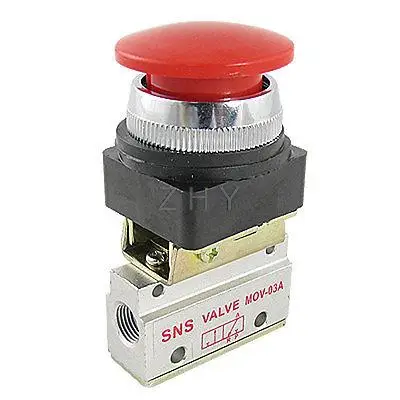 

Pneumatic Spring Return Type Red Flat Push Button Valve
