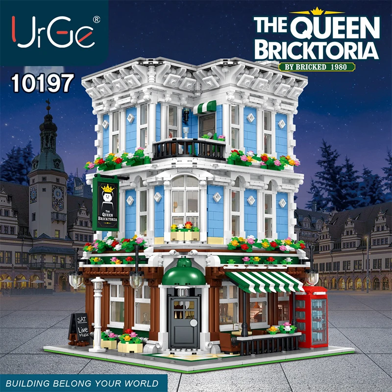MOC City Street Series The Queen Bricktoria Bar Bricks Post Office Model Building Blocks Fit Creator Expert Kids Toys DIY Gifts
