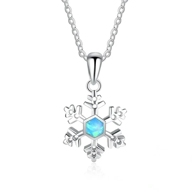 Женское ожерелье с подвеской снежинкой элегантный дизайн имитацией огненного