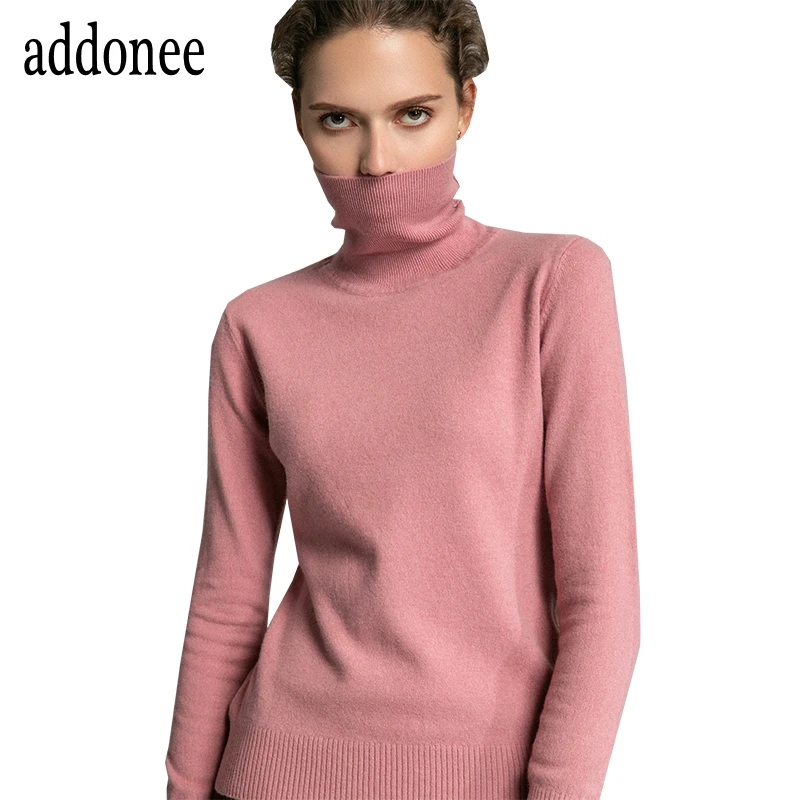 High Quality 100% Cashmere Women Knitted Sweater Tops Female Long Sleeve Spring Autumn Winter Turtleneck Pullovers Soft | Женская одежда