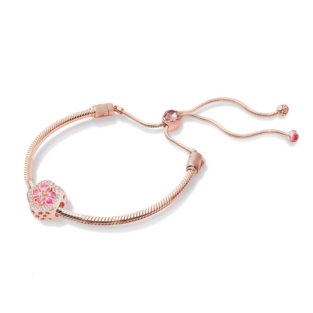 

High Quality 1:1 100% 925 Sterling Silver Rose Golden Bracelet Shrink Free Freight