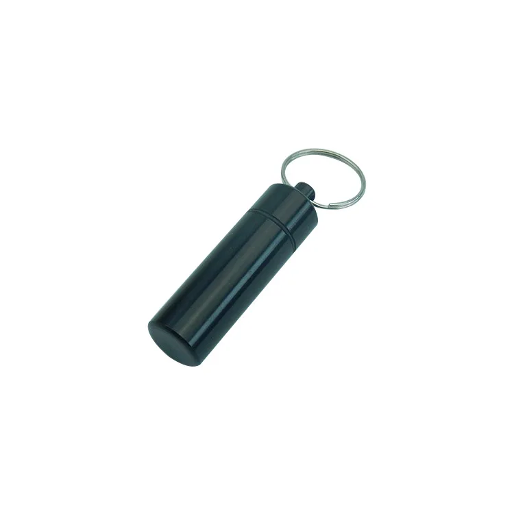 

Manufacturers Hot Sales Flat Aluminium Alloy Medicine Barrel Metal Medicine Pot Keychain Medicine Barrel Earplug Bottle of 60*17