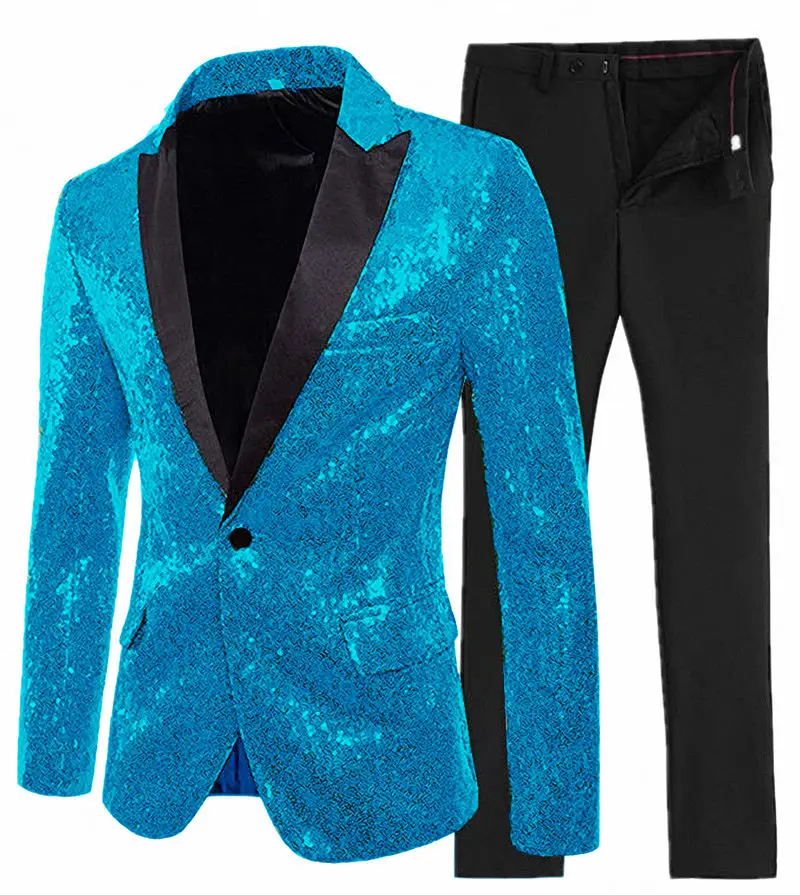 Шикарные мужские блестки на одной пуговице; костюм-смокинг для вечерние; костюм на карнавал или Хэллоуин Косплэй костюм мага, Блейзер, пиджак, брюки для девочек