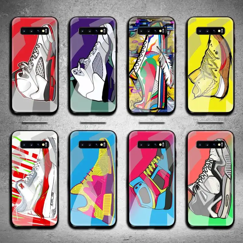 

Hot Luxury Brand Luminous Sneakers Shoe Box Phone Case Tempered Glass For Samsung S20 Plus S7 S8 S9 S10 Plus Note 8 9 10 Plus