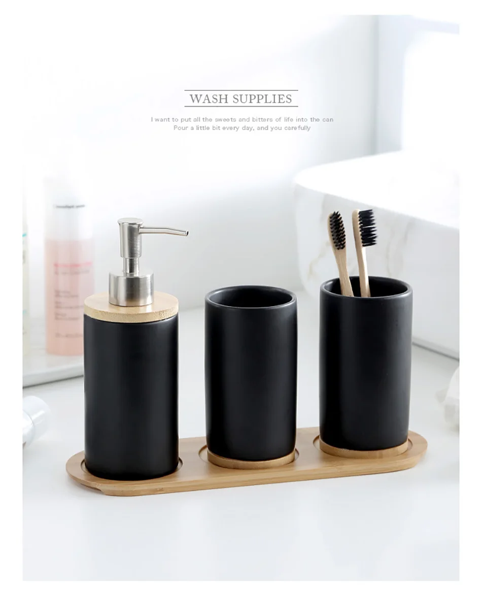 GUNOT Ceramic Bathroom Accessories Set Soap Dispenser Tumbler For Bathroom or Kitchen Home Washing Products Storage Container