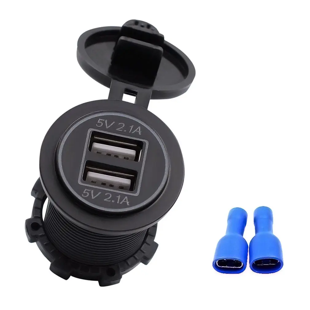 

5V 4.2A Dual USB Charger Socket Adapter Outlet for 12V 24V Motorcycle Car High Safety Coefficient with LED Indicator