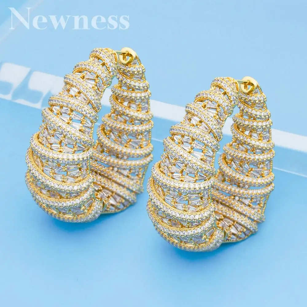 

Newness Fashion Cubic Zircon BIG HOOP Earrings Trendy Charms DUBAI Round Hoop Statement Earring for Women Wedding Jewelry