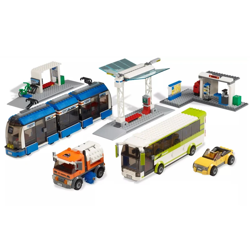 

968PCS City Public Bus and Transport Station Bus Collector Model Building Blocks Bricks Toys For Kids Gift Compatible Legoes