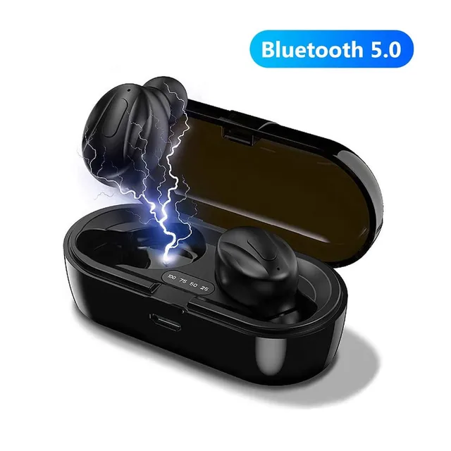 Bluetooth-Compatible V5.0 Earphones TWS True Wireless Headphones In-Ear Earbuds Waterproof Mini Headsets Stereo Sports Earpiece Black