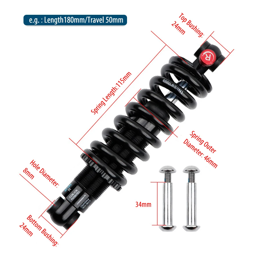 Details about   BLACK SHENGGE COIL SPRING BIKE SHOCK 850 lbs/in BICYCLE PARTS 280-1 