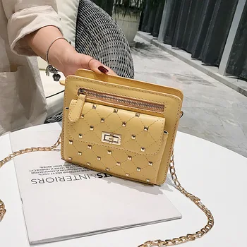 

Rivets Chain Small Package 2019 New Fashion Buckle Simple Wild Shoulder Bag Luxury Handbags Women Bags Designer