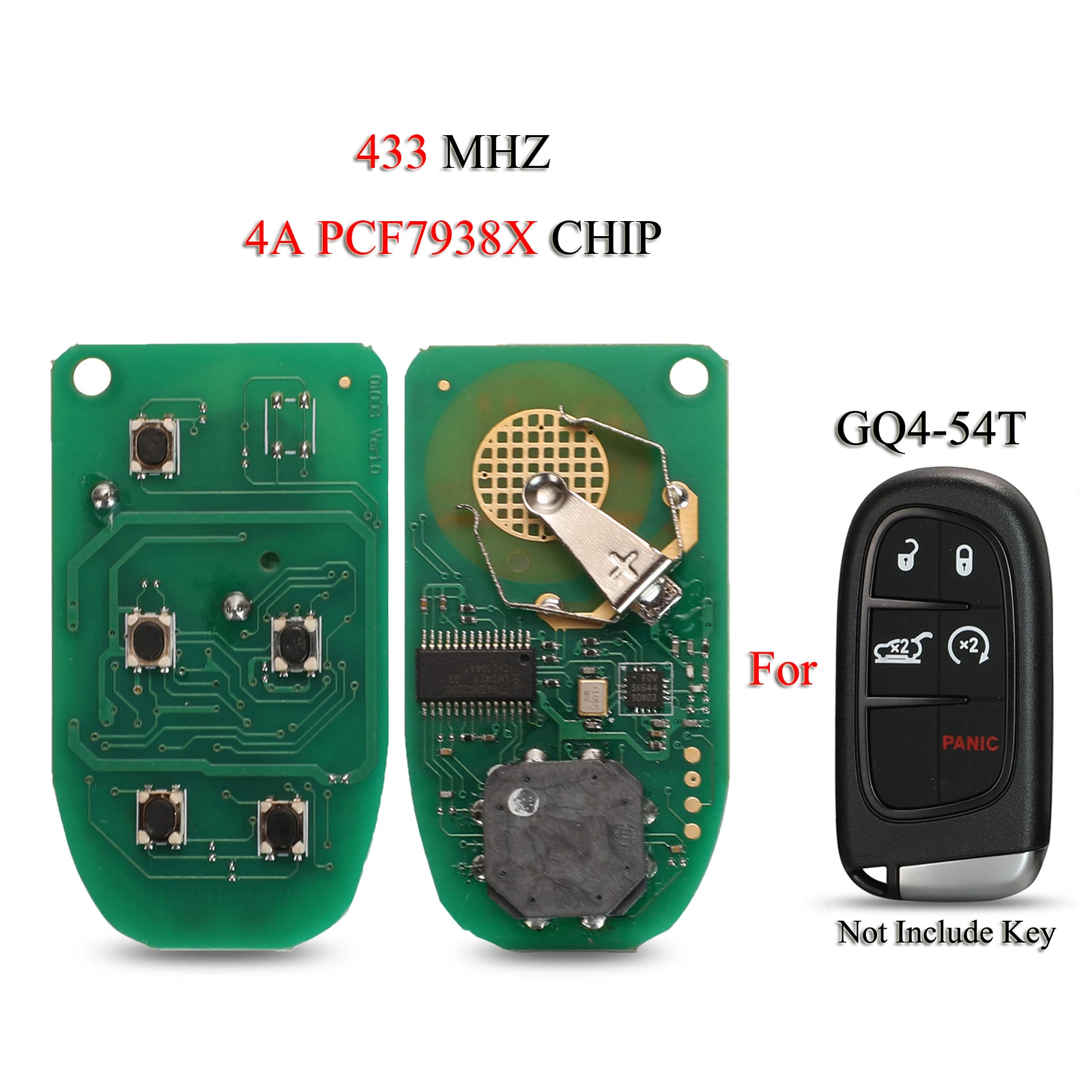 KUTERY REMOTE CAR KEY CIRCUIT BOARD FOR JEEP CHEROKEE DODGE RAM DURANGO CHRYSLER GQ4-54T 433MHZ 4A PCF7938X CHIP