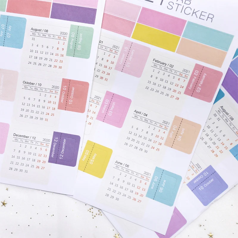 

2PCS/LOT 2021 Calendar Sticker Cool Index Sticky Stickers 115mm*210mm