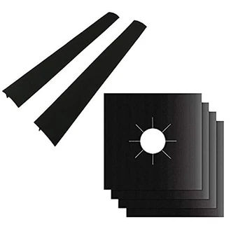 

4 Pack Gas Range Protectors And 2 Pack Silicone Stove Counter Gap Cover, Burner Protector Liner Cover, Gas Hob Range Protectors