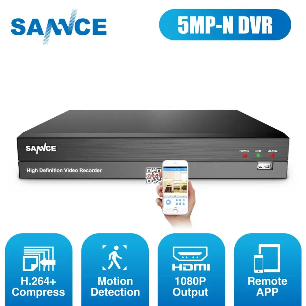 SANNCE 8CH 5MP-N супер HD видео регистратор наблюдения 5MP Lite H.264 + безопасности DVR