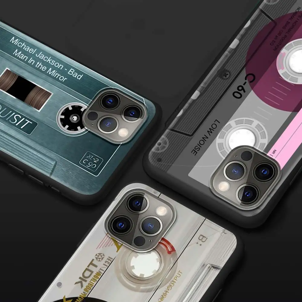 Vintage Cassette Tape Retro Style Black Soft Phone Case