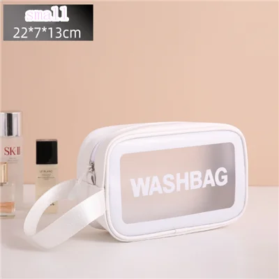 Women Portable Travel Wash Bag Female Transparent Waterproof Makeup Storage Pouch Large Capacity Cosmetic Organizer Beauty Case Small white