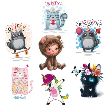 

Cartoon Patch Raccoon Cat Unicorn Thermo Sticker On Clothes Iron On Transfers For Clothing Thermal Patches DIY Patches Baby Boy