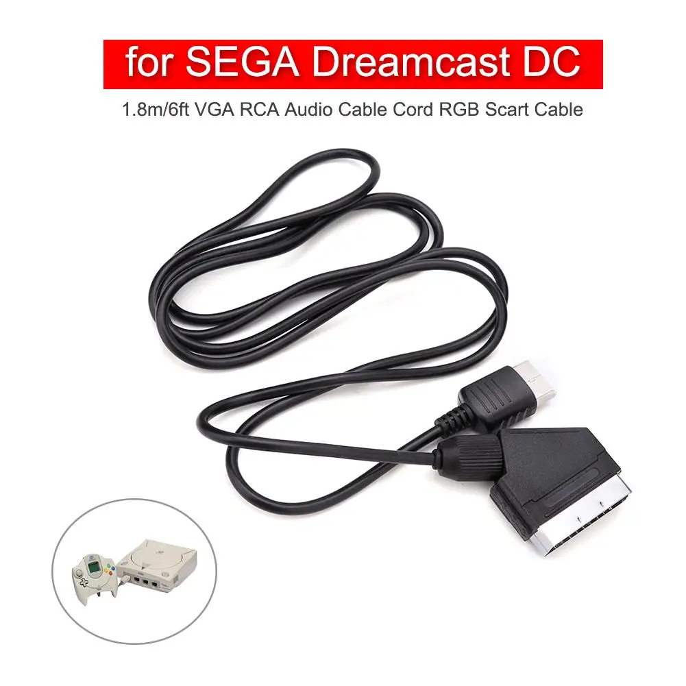 1.8m/6ft VGA RCA Audio Cable Cord RGB Scart Cable for SEGA Dreamcast DC