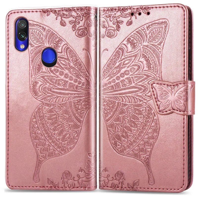 Butterfly Phone Case For Xiaomi Redmi Note 7 Cover Leather Silicon Wallet Flip Note7 Redmi7 Funda | Мобильные телефоны и